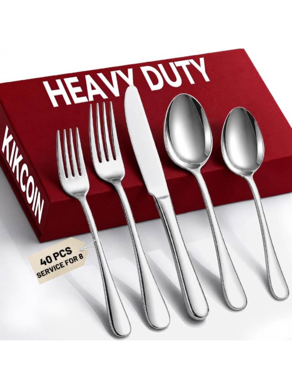 40-Piece Stainless Steel Flatware Set for 8 | Heavy Duty Cutlery Utensils for